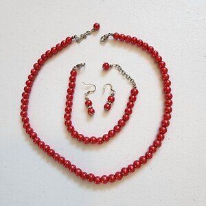 Red Pearl Jewelry Set